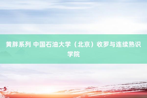 黄胖系列 中国石油大学（北京）收罗与连续熟识学院