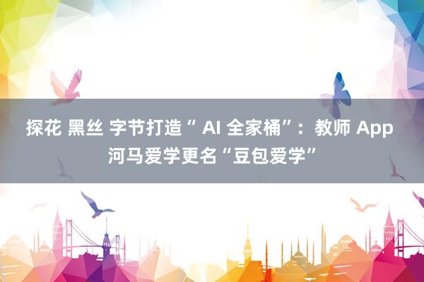 探花 黑丝 字节打造“ AI 全家桶”：教师 App 河马爱学更名“豆包爱学”