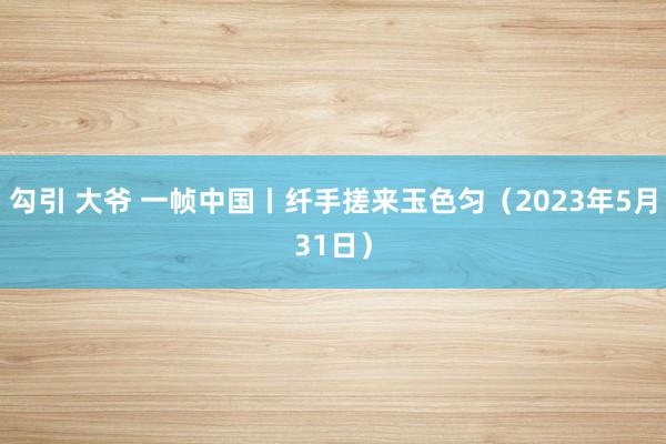 勾引 大爷 一帧中国丨纤手搓来玉色匀（2023年5月31日）