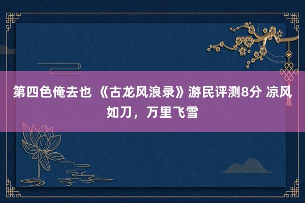 第四色俺去也 《古龙风浪录》游民评测8分 凉风如刀，万里飞雪