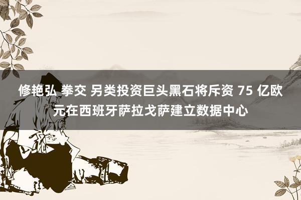 修艳弘 拳交 另类投资巨头黑石将斥资 75 亿欧元在西班牙萨拉戈萨建立数据中心